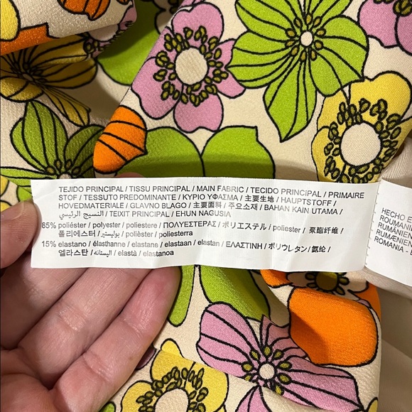 Zara Retro Floral Mini Dress Size Medium - Picture 6 of 7